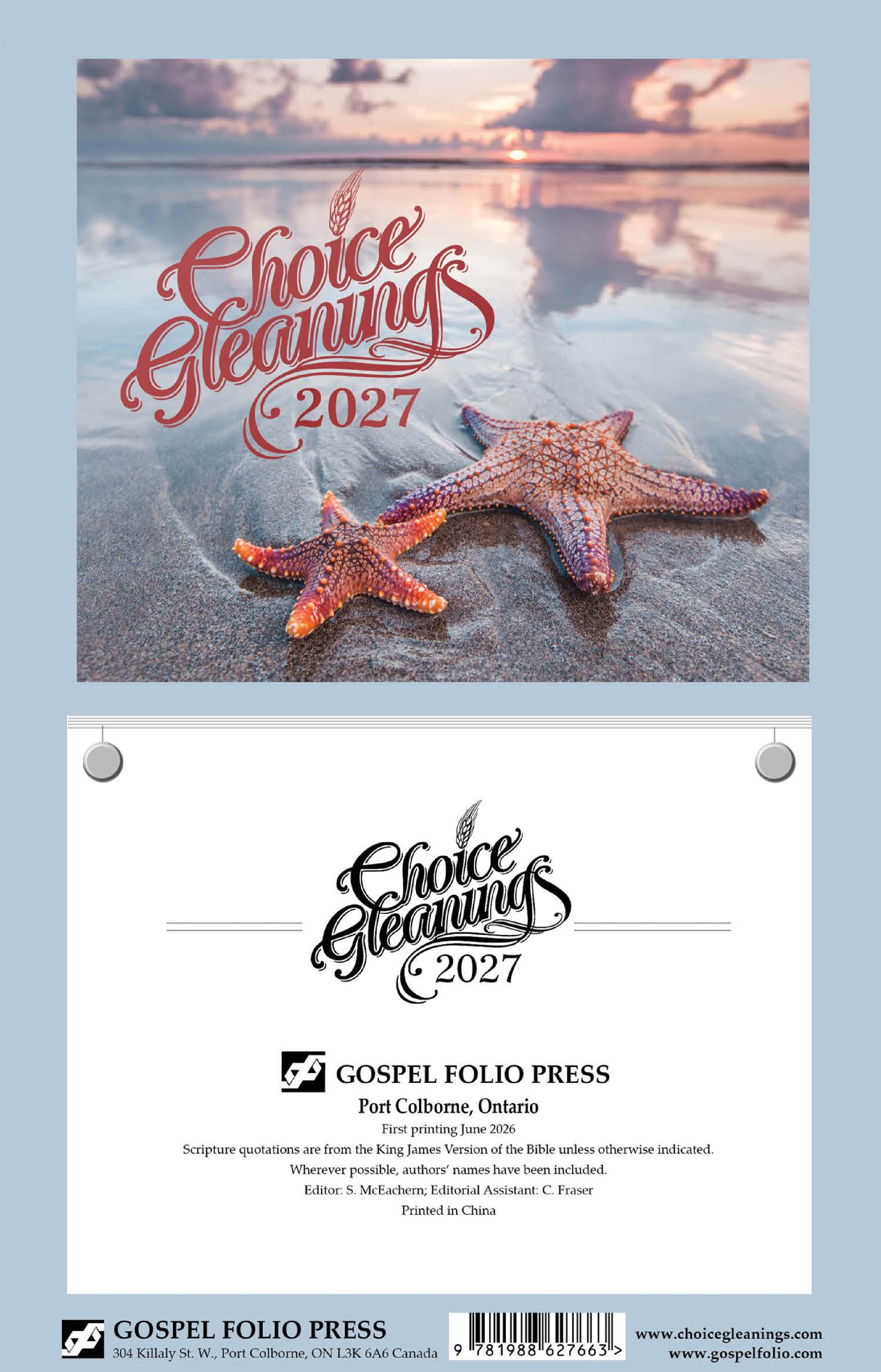 2027 Choice Gleanings Calendar WALL